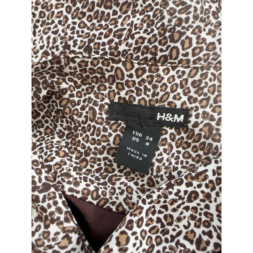 H&M Micro Leopard Print A-Line Skirt With Removable Belt Brown Size US 4 EUC - Picture 5 of 7